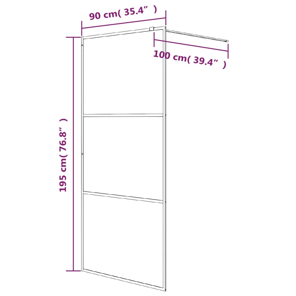 Inloopdouchewand 90x195 cm transparant ESG-glas zilverkleurig