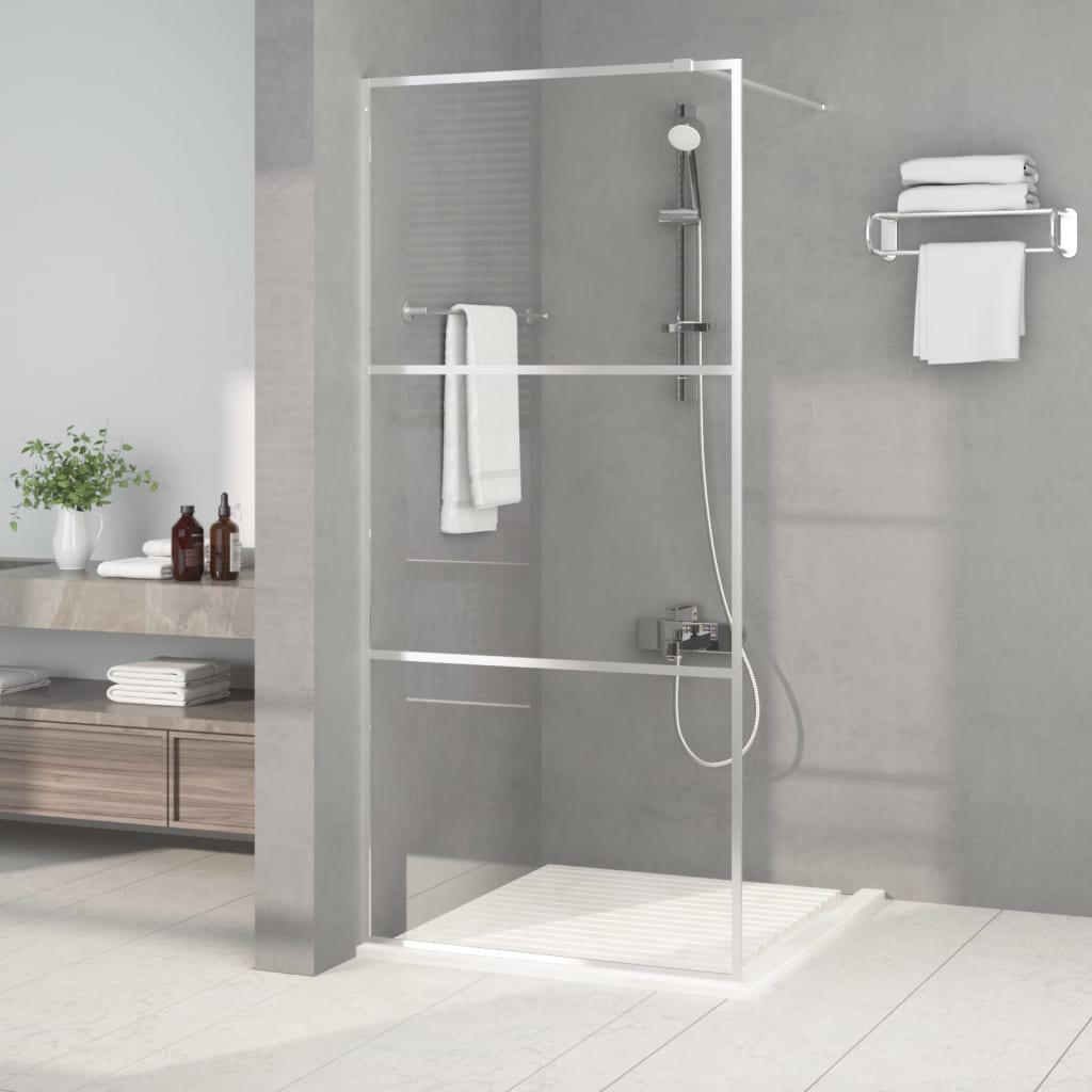 Inloopdouchewand 90x195 cm transparant ESG-glas zilverkleurig