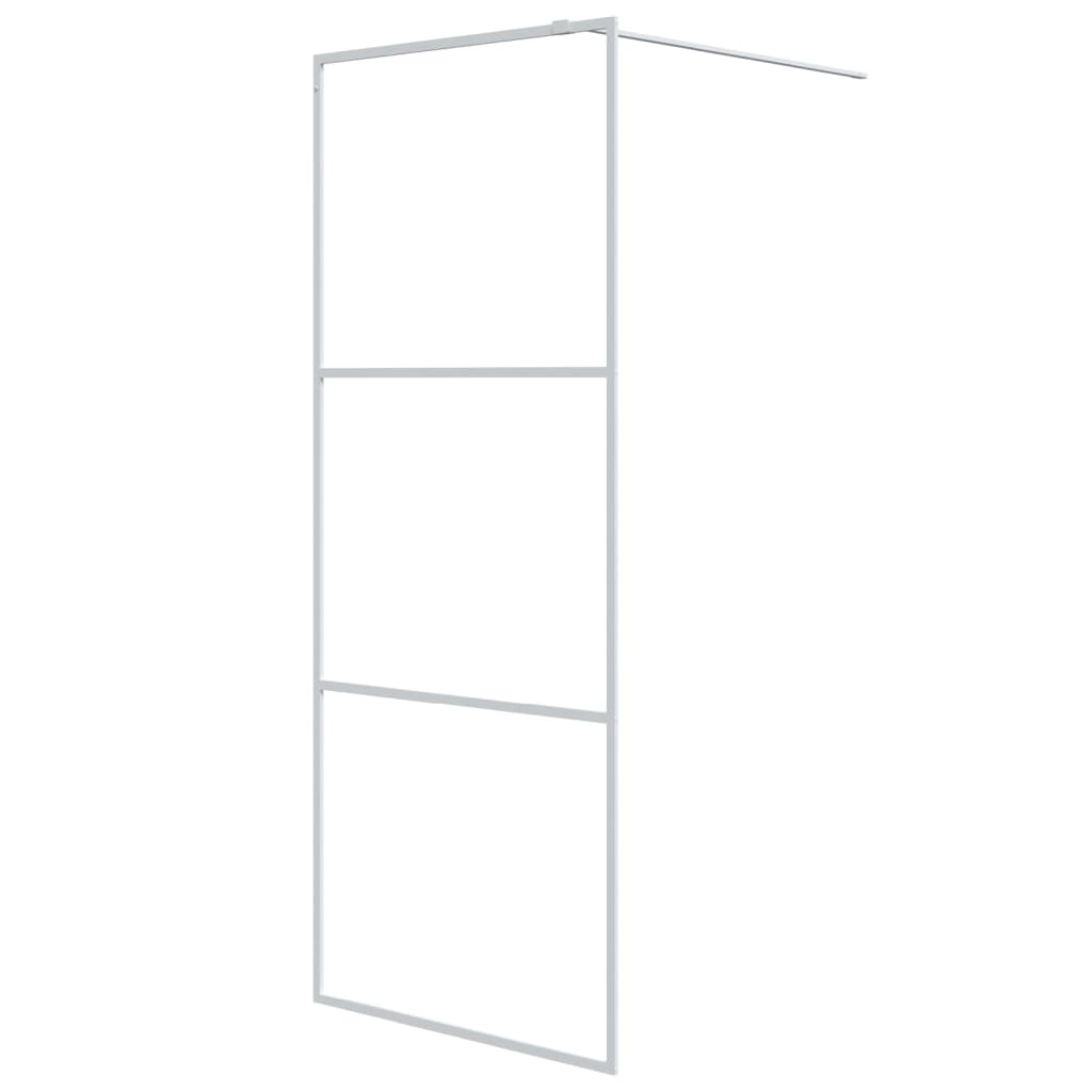 Inloopdouchewand 80x195 cm transparant ESG-glas wit