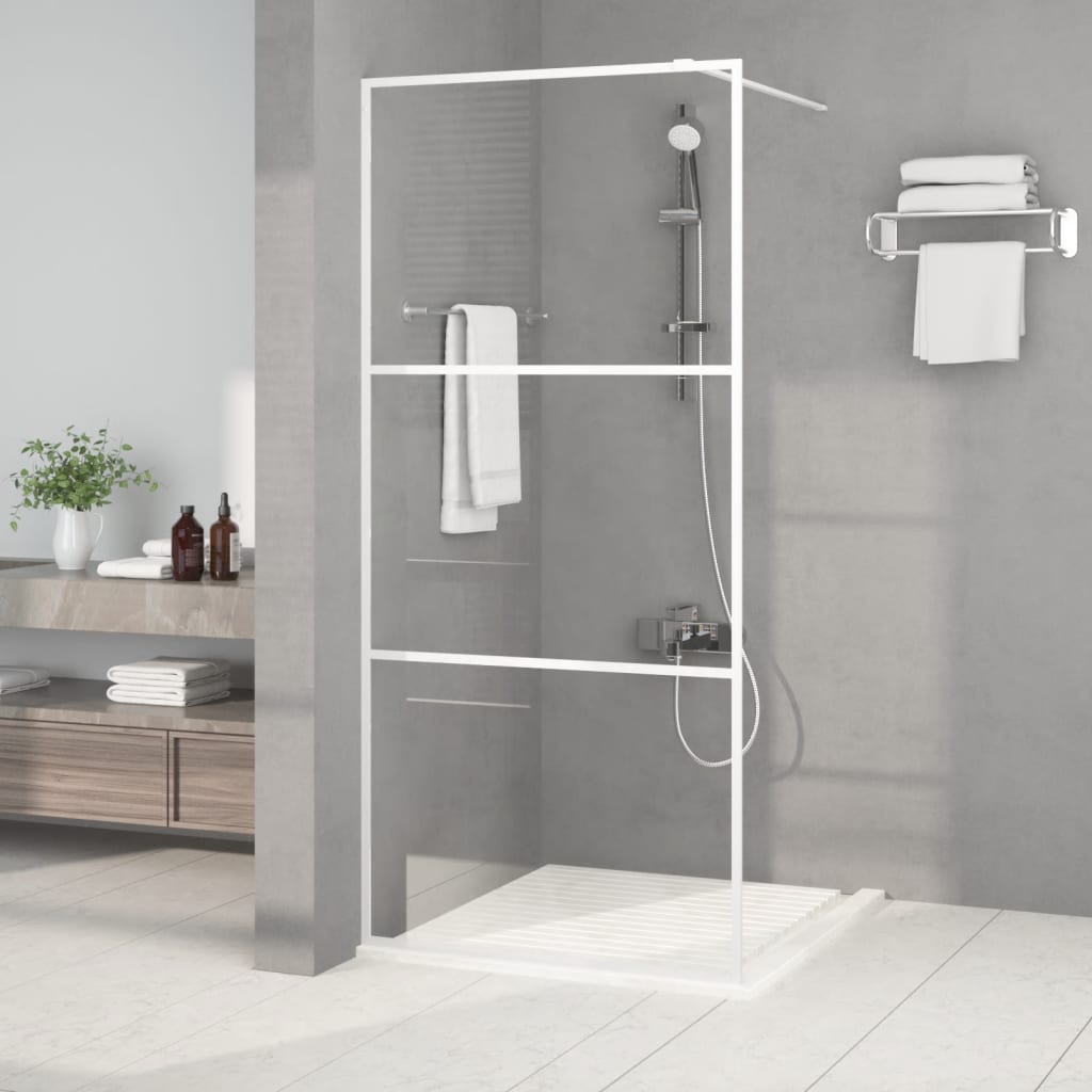 Inloopdouchewand 90x195 cm transparant ESG-glas wit