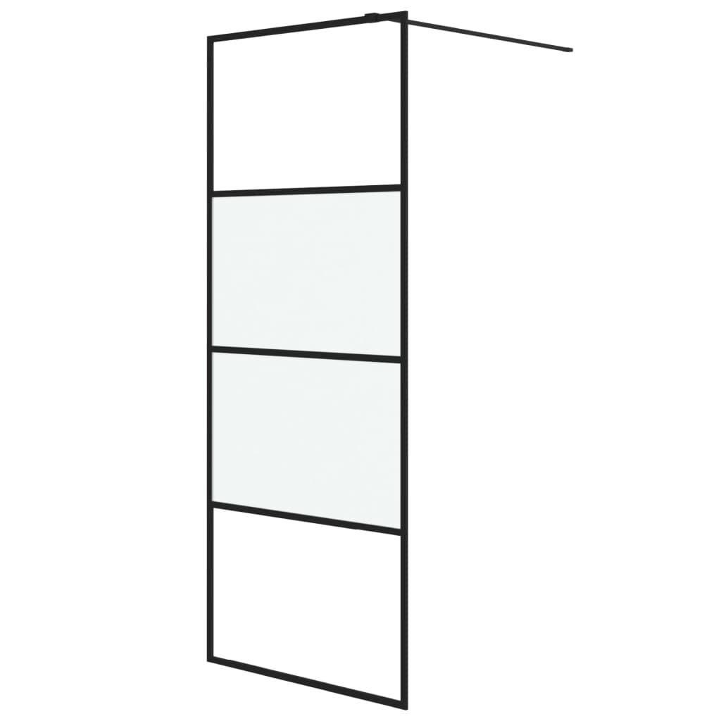 Inloopdouchewand 80x195 cm halfmat ESG-glas zwart