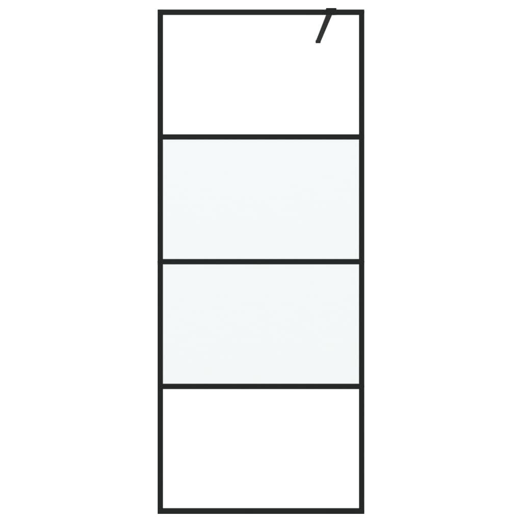 Inloopdouchewand 80x195 cm halfmat ESG-glas zwart