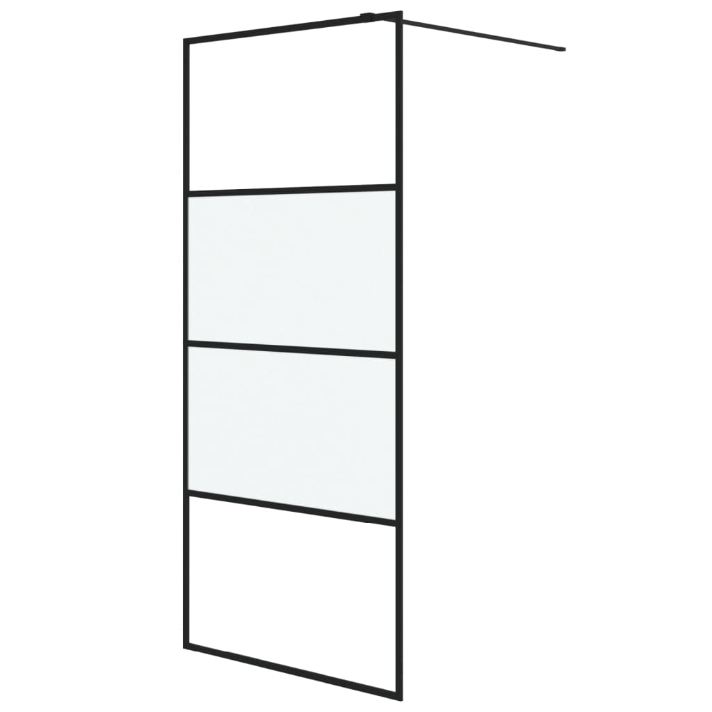 Inloopdouchewand 90x195 cm halfmat ESG-glas zwart
