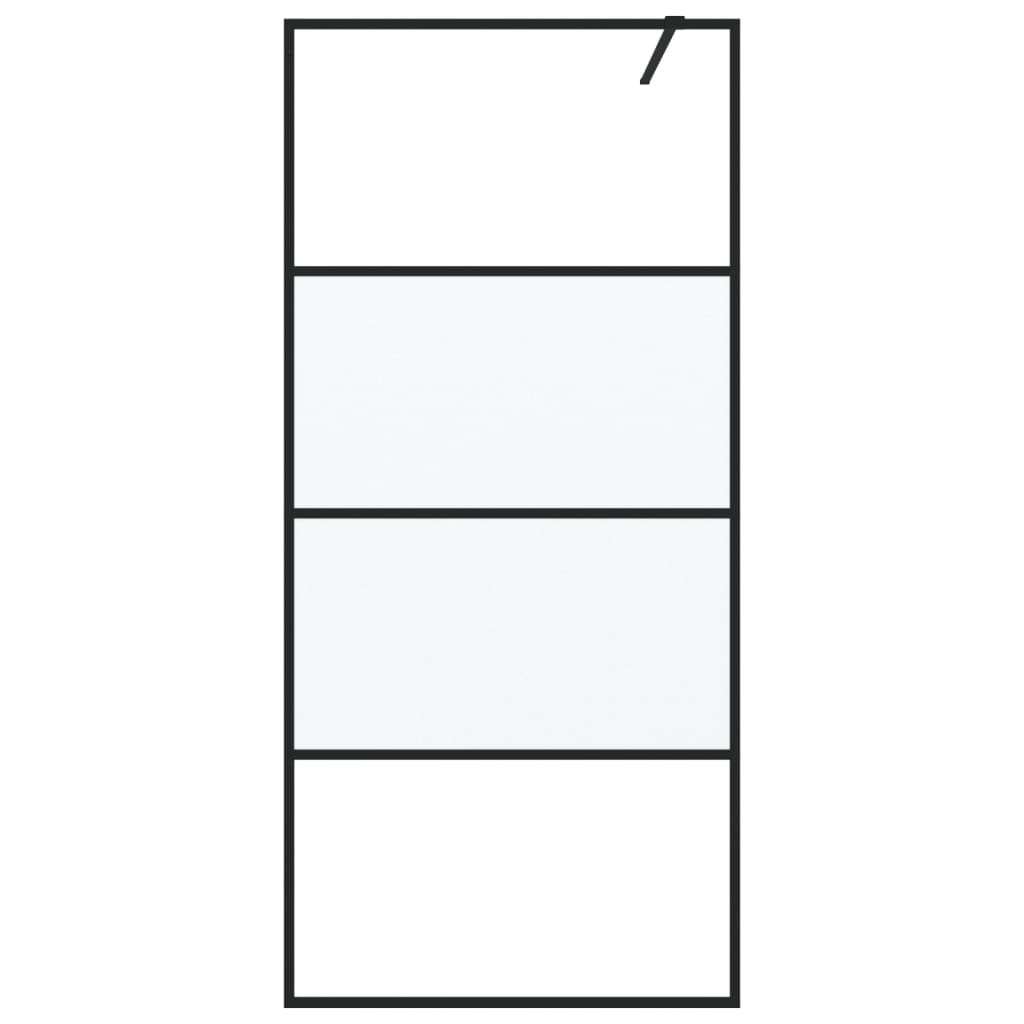 Inloopdouchewand 90x195 cm halfmat ESG-glas zwart