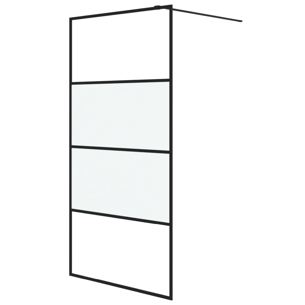 Inloopdouchewand 100x195 cm halfmat ESG-glas zwart
