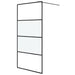 Inloopdouchewand 100x195 cm halfmat ESG-glas zwart
