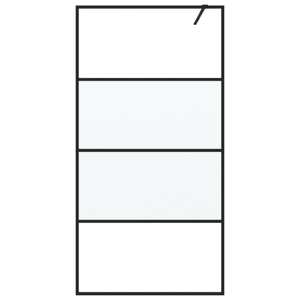 Inloopdouchewand 100x195 cm halfmat ESG-glas zwart