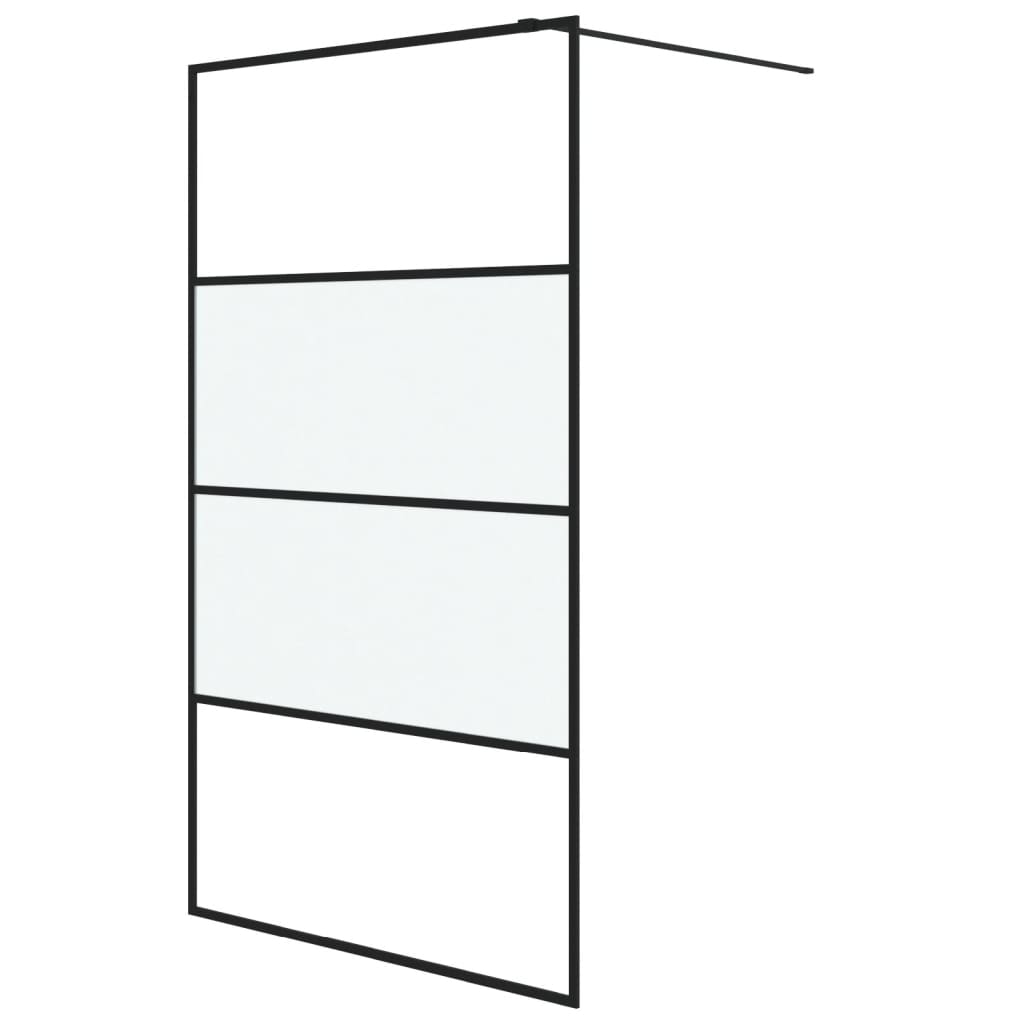 Inloopdouchewand 115x195 cm halfmat ESG-glas zwart