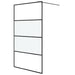 Inloopdouchewand 115x195 cm halfmat ESG-glas zwart