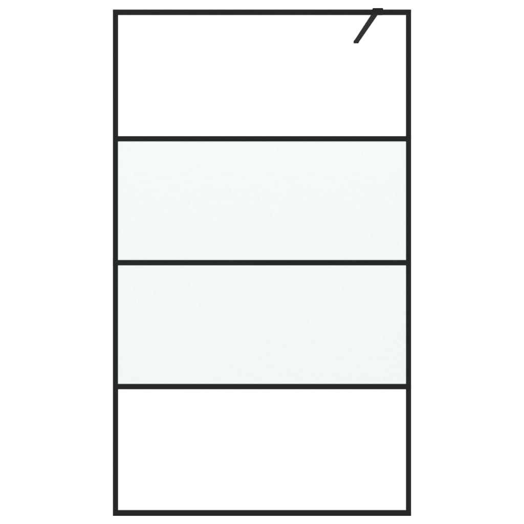 Inloopdouchewand 115x195 cm halfmat ESG-glas zwart