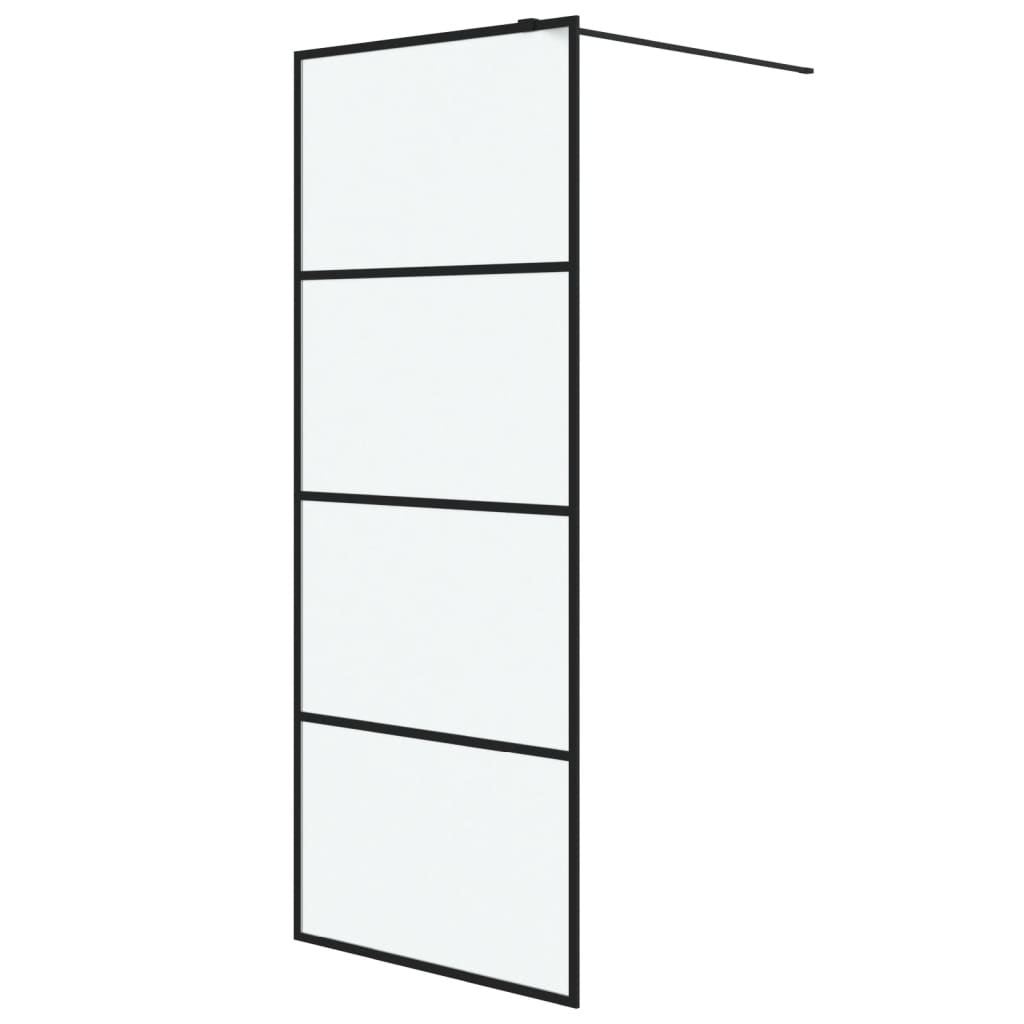 Inloopdouchewand 80x195 cm mat ESG-glas zwart