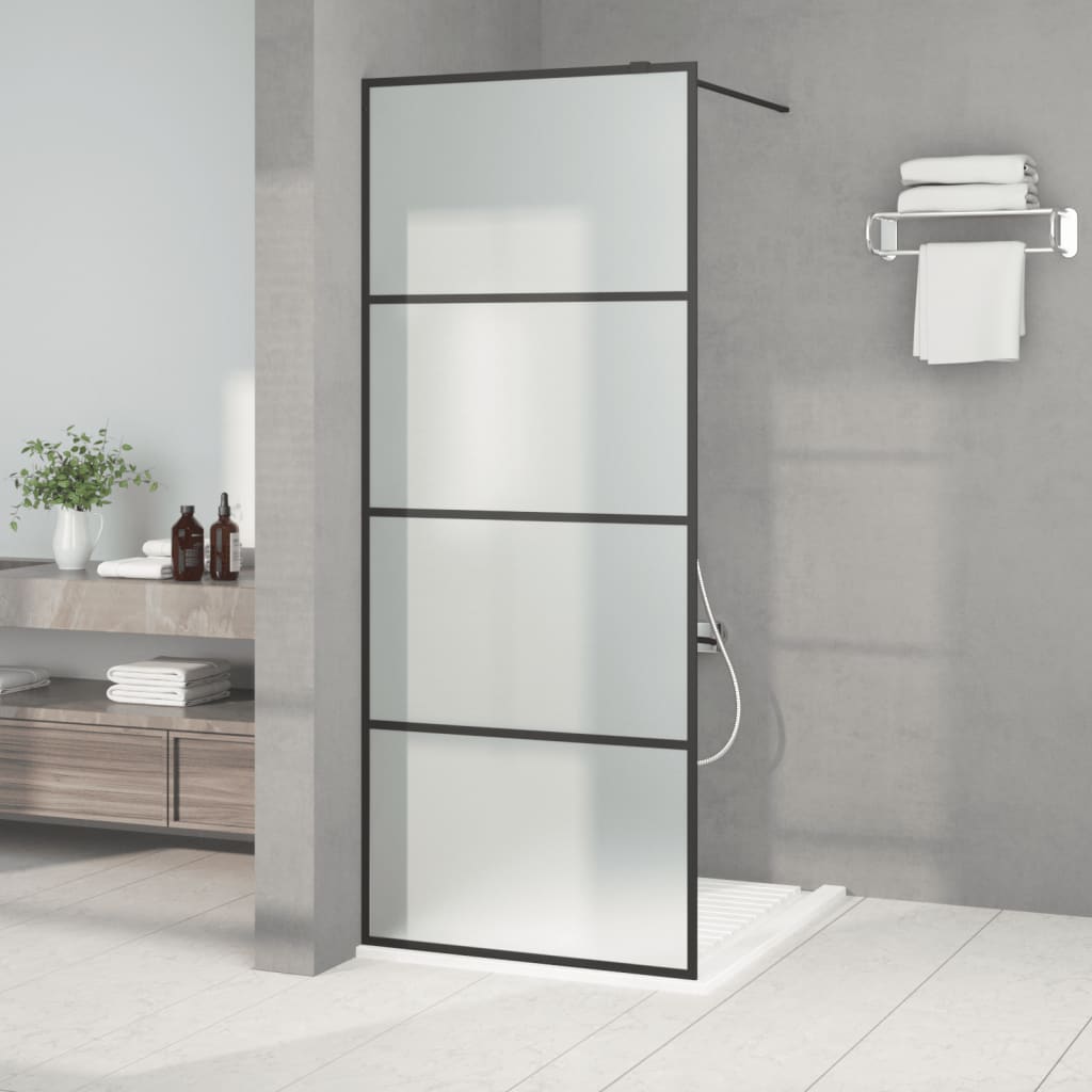 Inloopdouchewand 80x195 cm mat ESG-glas zwart