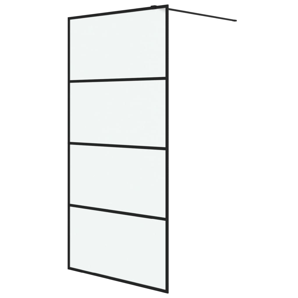 Inloopdouchewand 100x195 cm mat ESG-glas zwart