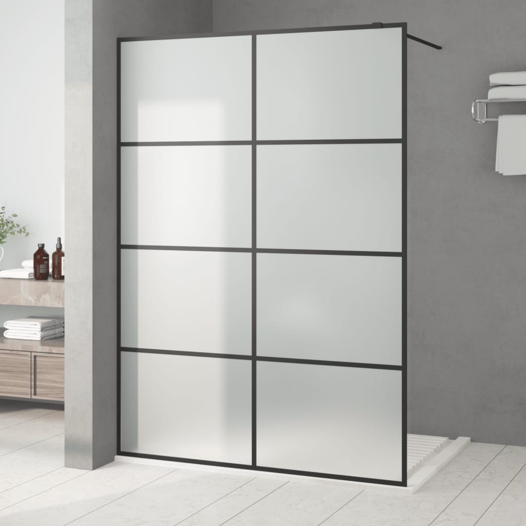 Inloopdouchewand 140x195 cm mat ESG-glas zwart