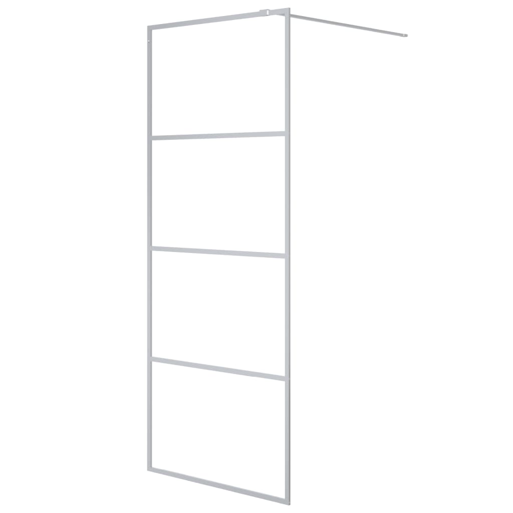 Inloopdouchewand 80x195 cm transparant ESG-glas zilverkleurig
