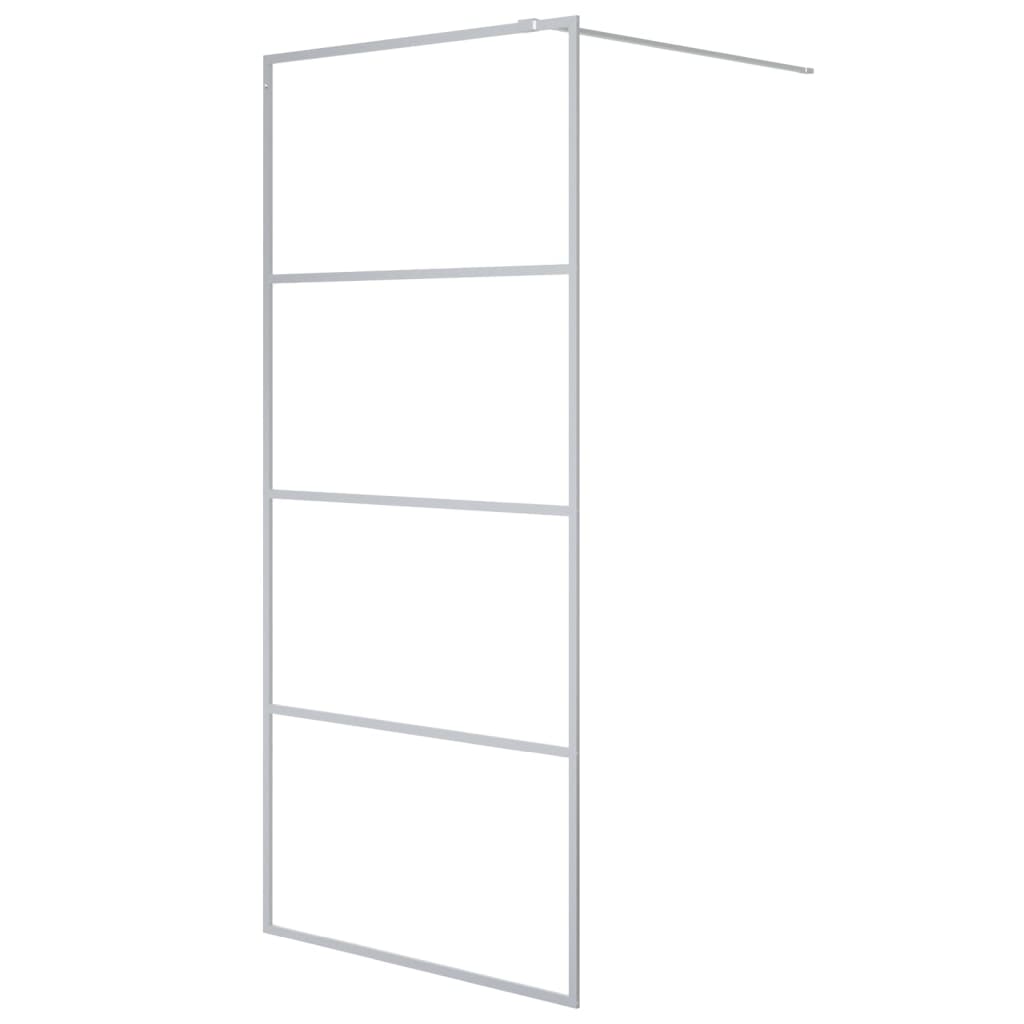 Inloopdouchewand 90x195 cm transparant ESG-glas zilverkleurig