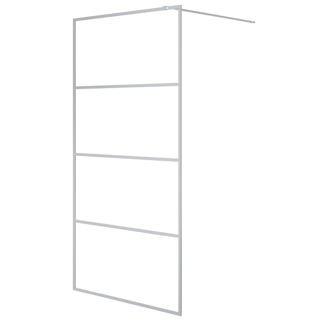 Inloopdouchewand 100x195 cm transparant ESG-glas zilverkleurig