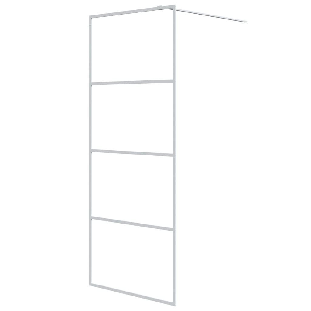 Inloopdouchewand 80x195 cm transparant ESG-glas wit