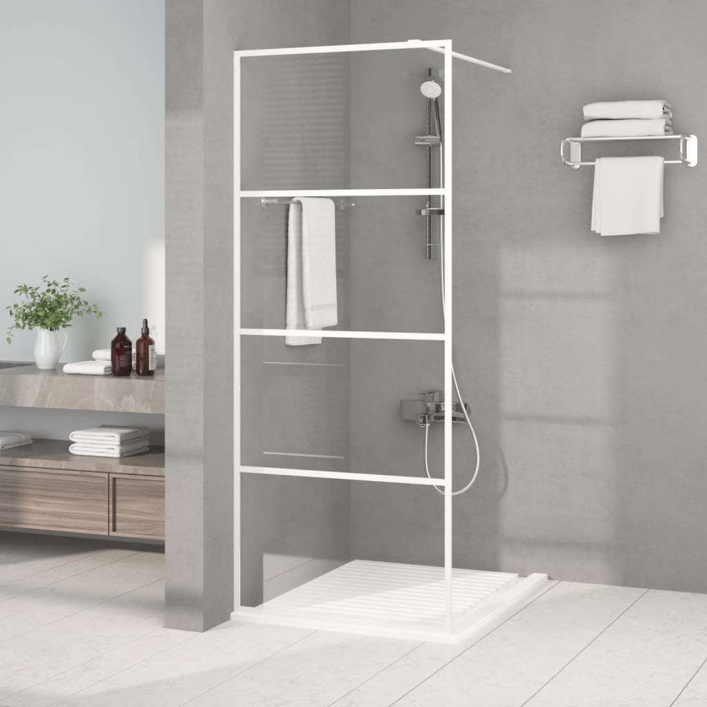 Inloopdouchewand 80x195 cm transparant ESG-glas wit