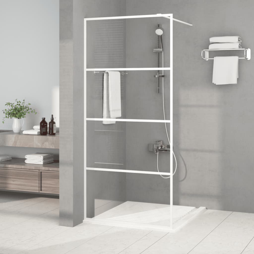 Inloopdouchewand 90x195 cm transparant ESG-glas wit