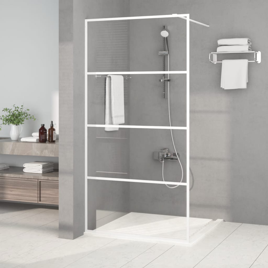 Inloopdouchewand 100x195 cm transparant ESG-glas wit