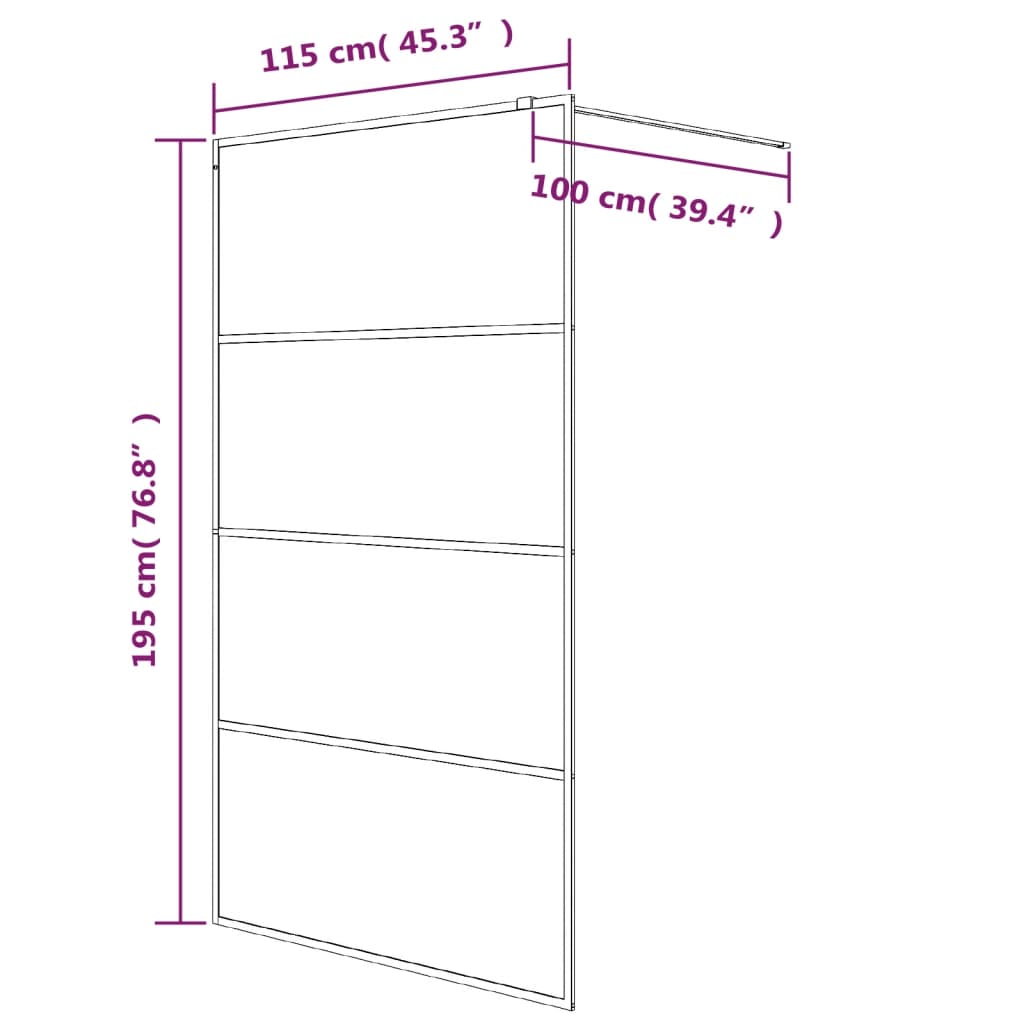 Inloopdouchewand 115x195 cm transparant ESG-glas wit