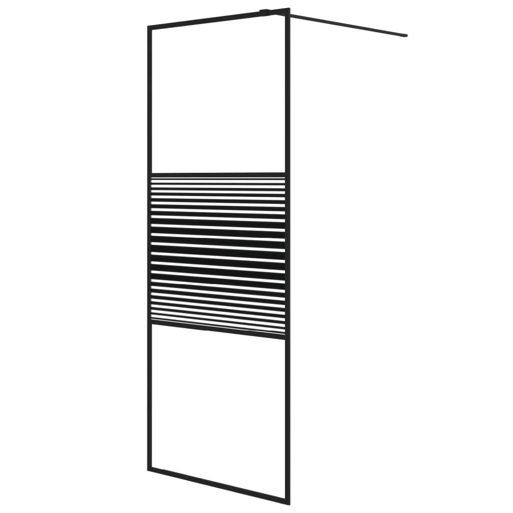 Inloopdouchewand 80x195 cm transparant ESG-glas zwart
