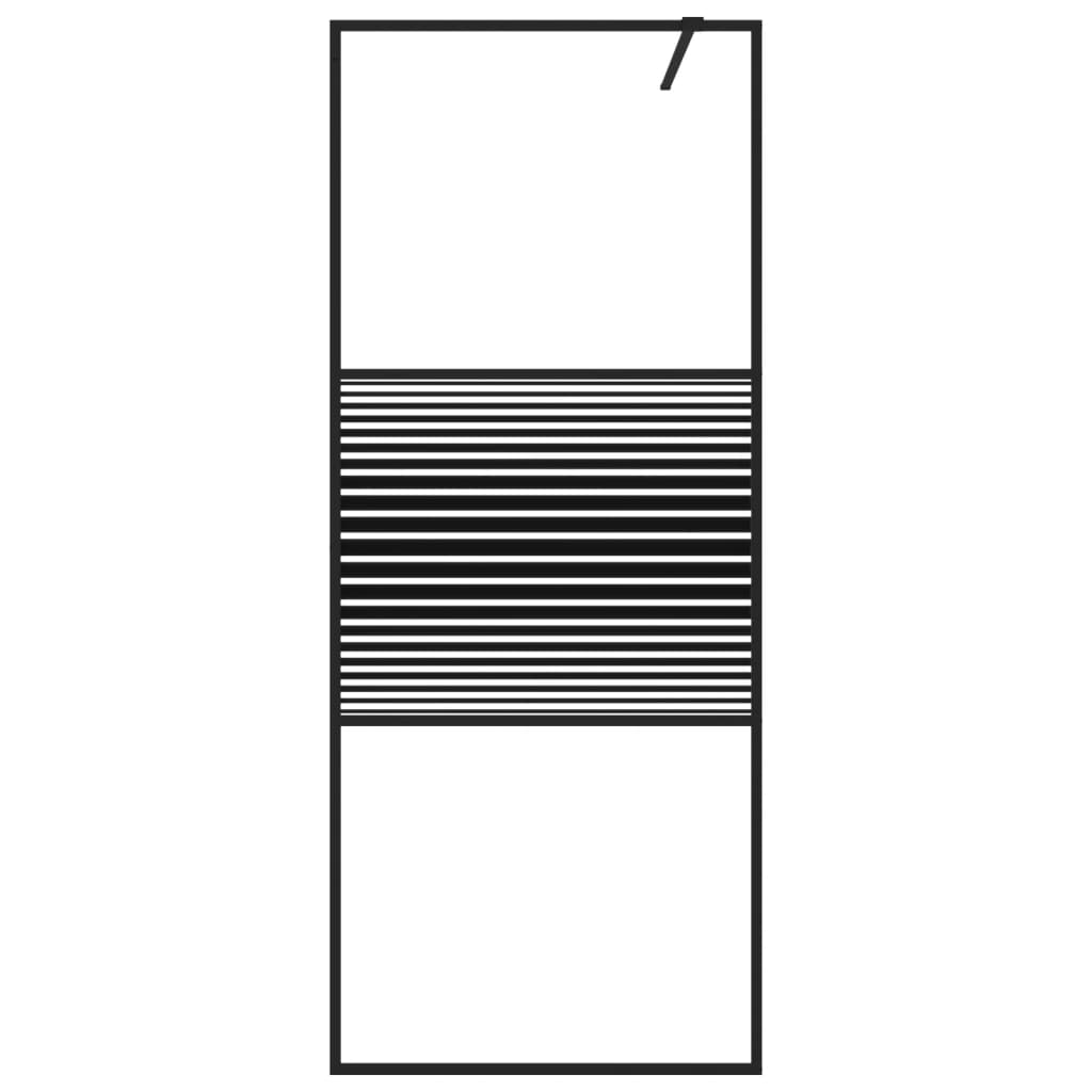 Inloopdouchewand 80x195 cm transparant ESG-glas zwart