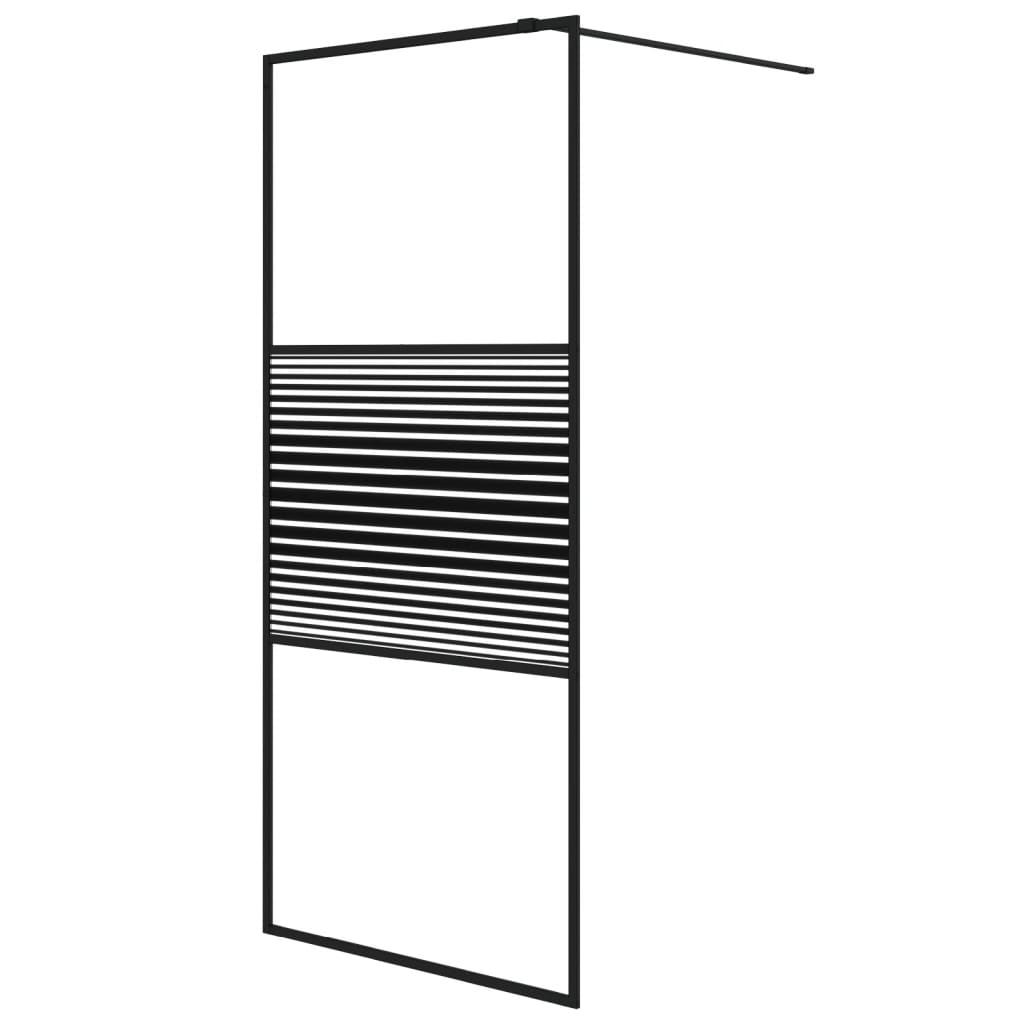 Inloopdouchewand 90x195 cm transparant ESG-glas zwart