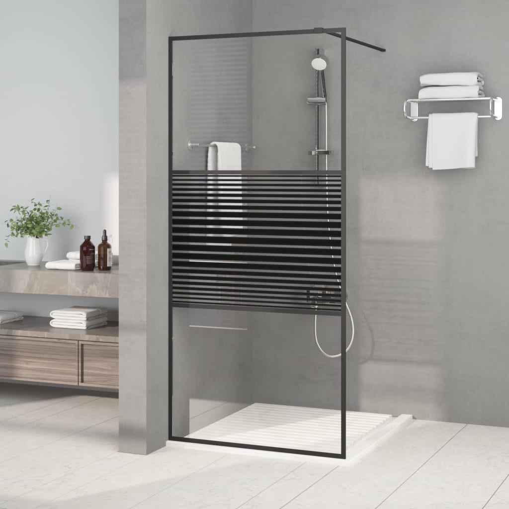 Inloopdouchewand 90x195 cm transparant ESG-glas zwart