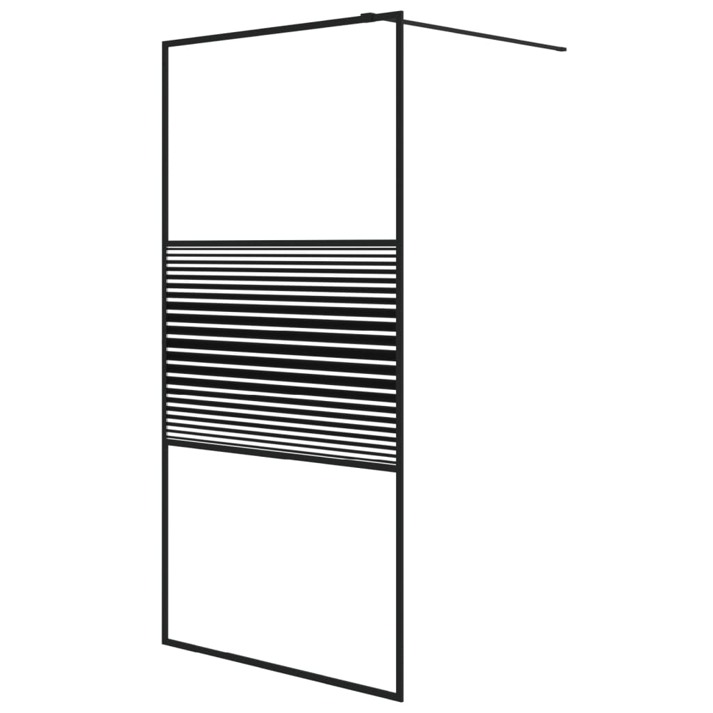 Inloopdouchewand 100x195 cm transparant ESG-glas zwart