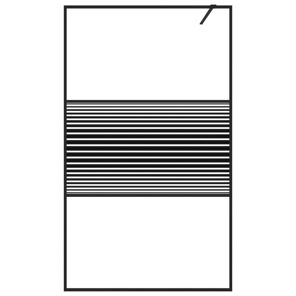 Inloopdouchewand 115x195 cm transparant ESG-glas zwart