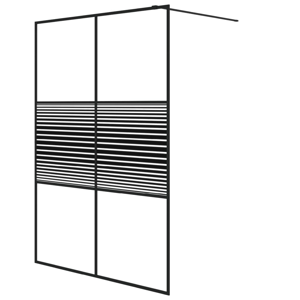 Inloopdouchewand 140x195 cm transparant ESG-glas zwart