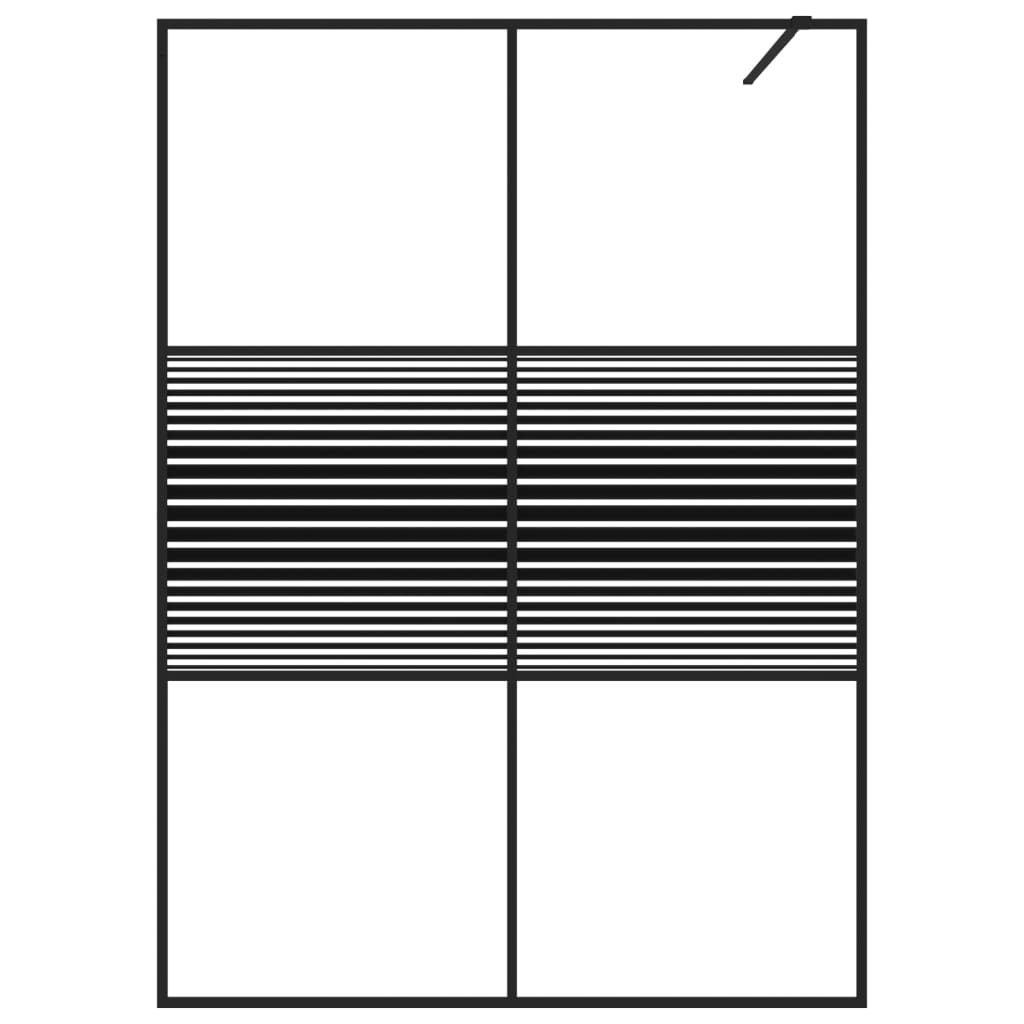 Inloopdouchewand 140x195 cm transparant ESG-glas zwart