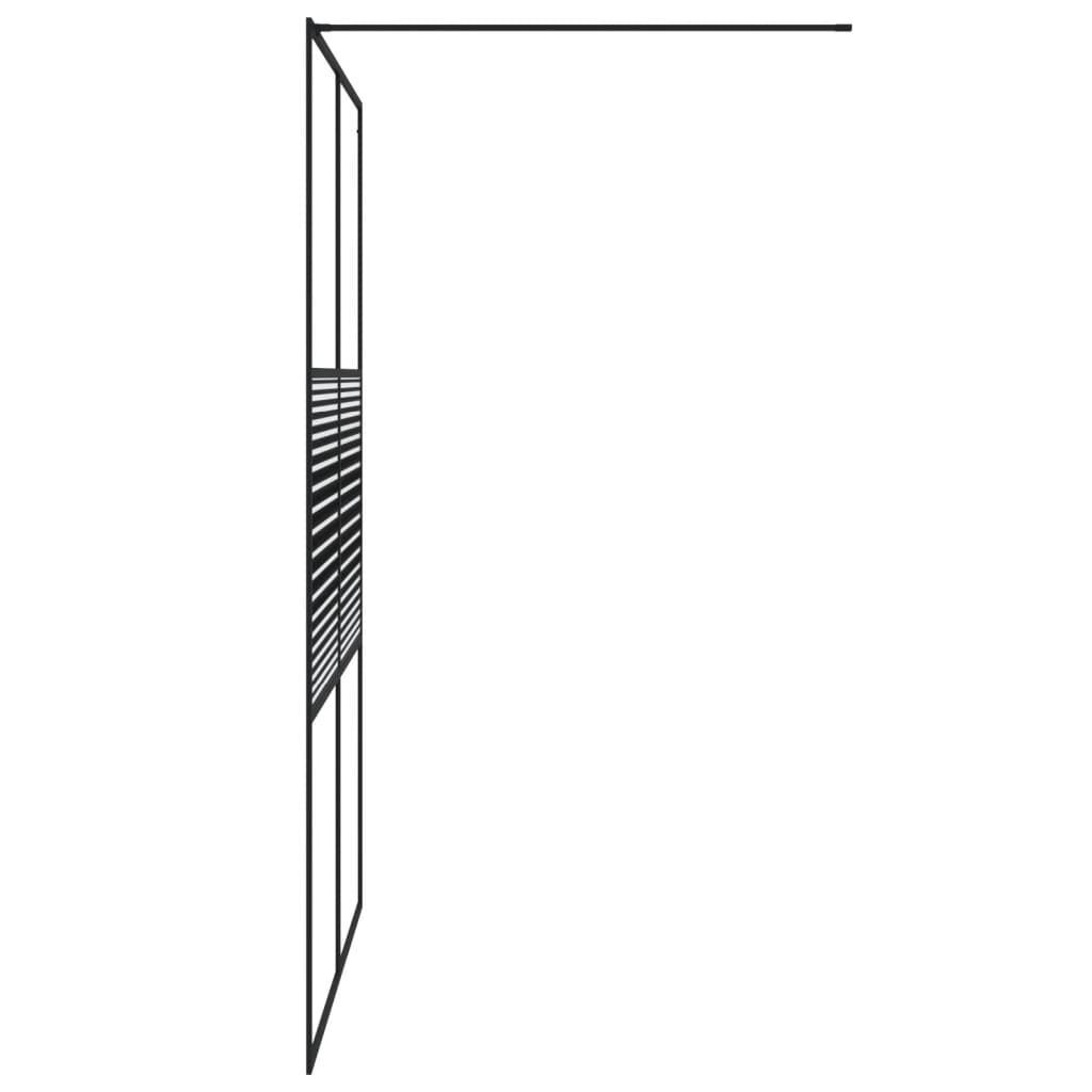 Inloopdouchewand 140x195 cm transparant ESG-glas zwart