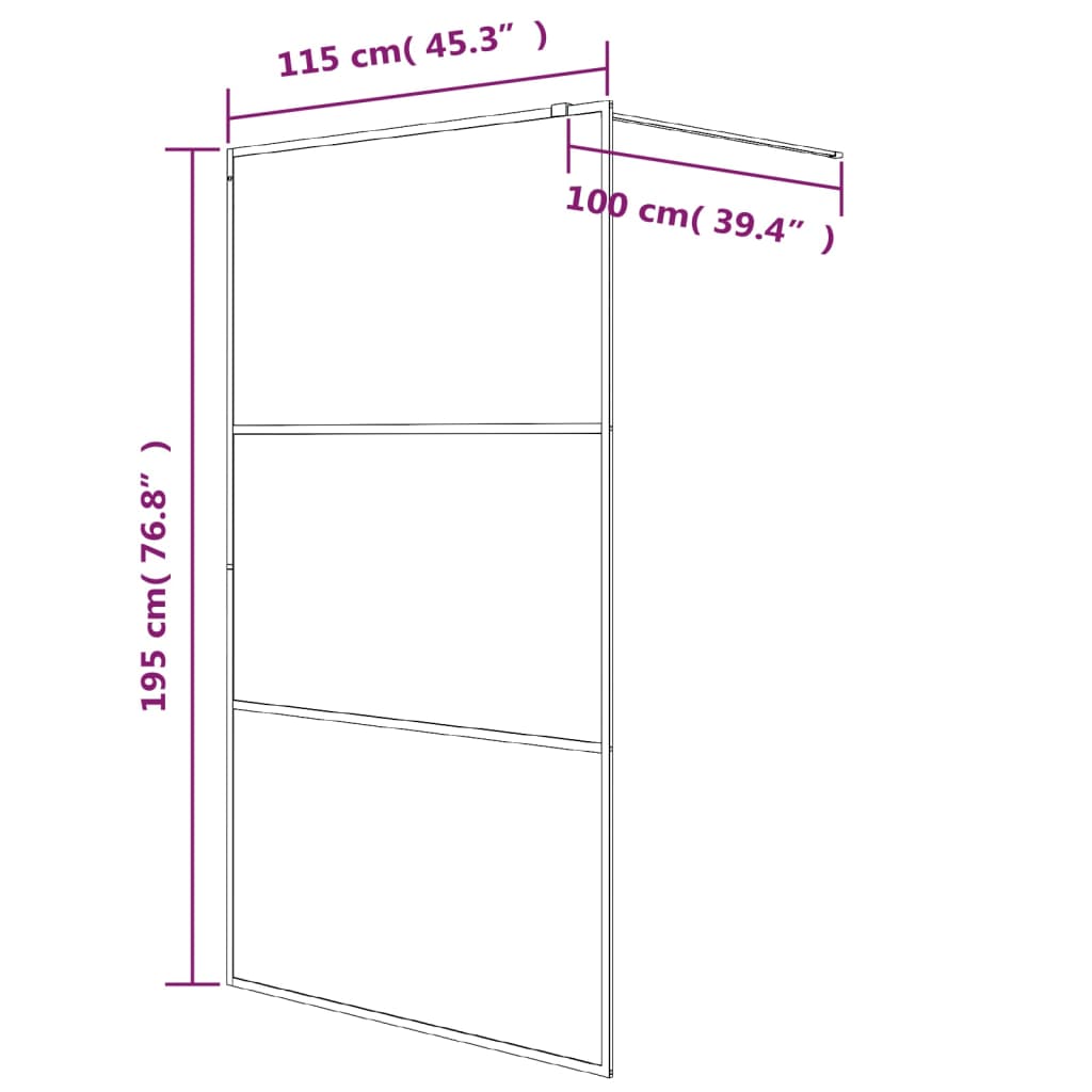 Inloopdouchewand 115x195 cm transparant ESG-glas wit