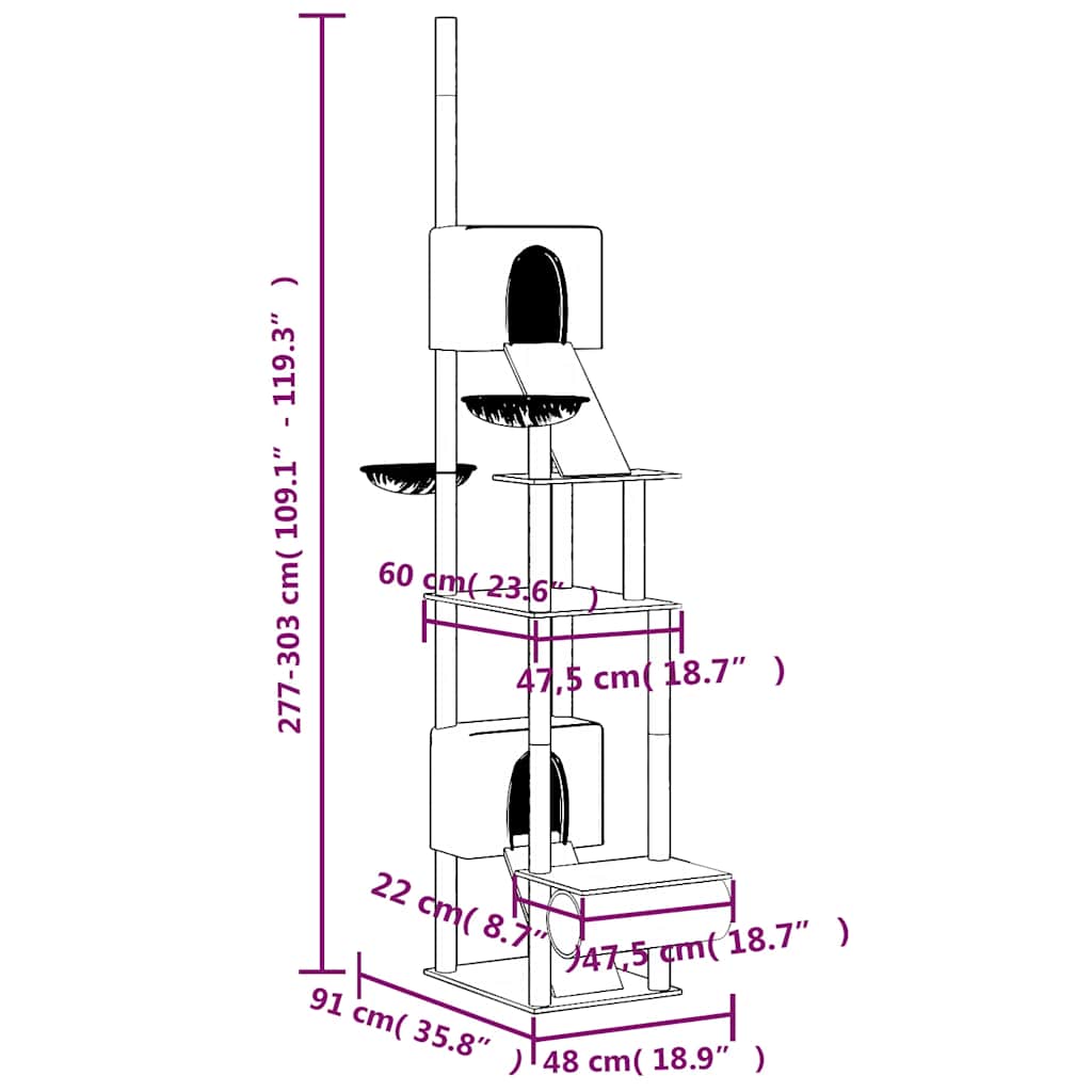 Kattenmeubel vloer tot plafond 277-303 cm crèmekleurig