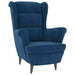 Fauteuil met voetenbank fluweel blauw