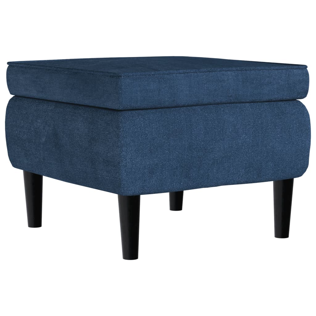 Fauteuil met voetenbank fluweel blauw
