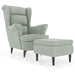 Fauteuil met voetenbank fluweel lichtgrijs