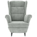 Fauteuil met voetenbank fluweel lichtgrijs