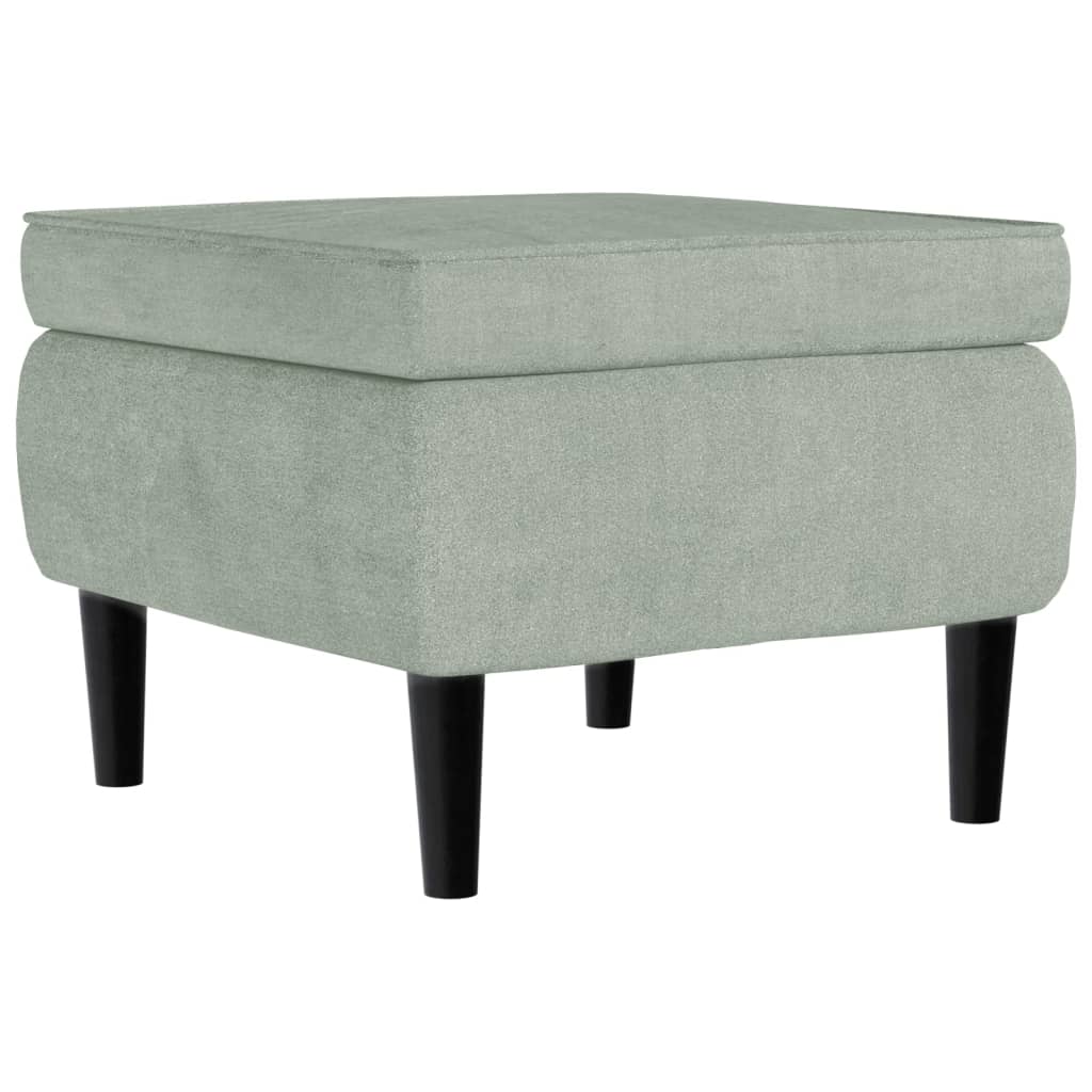 Fauteuil met voetenbank fluweel lichtgrijs