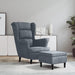 Fauteuil met voetenbank fluweel donkergrijs