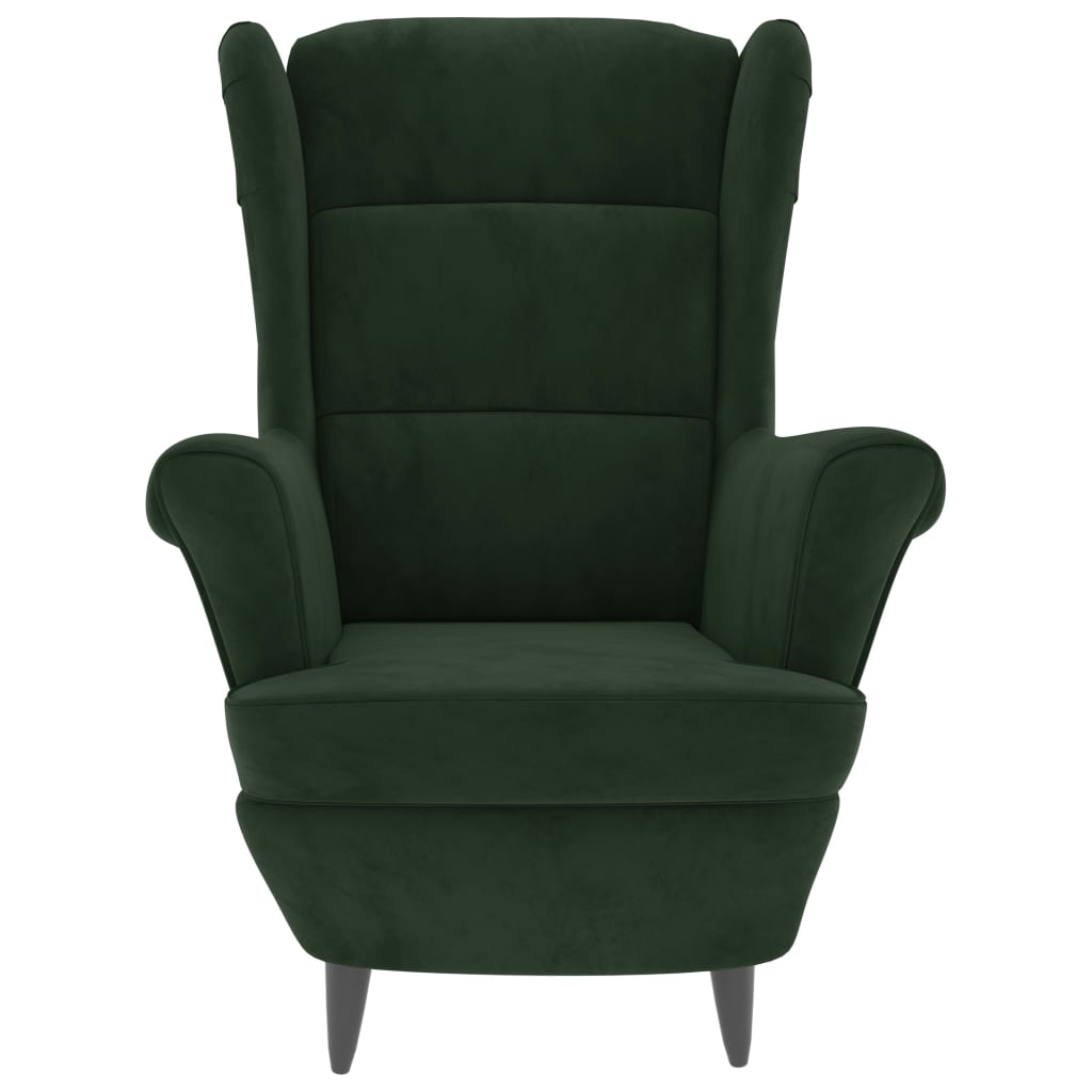 Fauteuil met voetenbank fluweel donkergroen