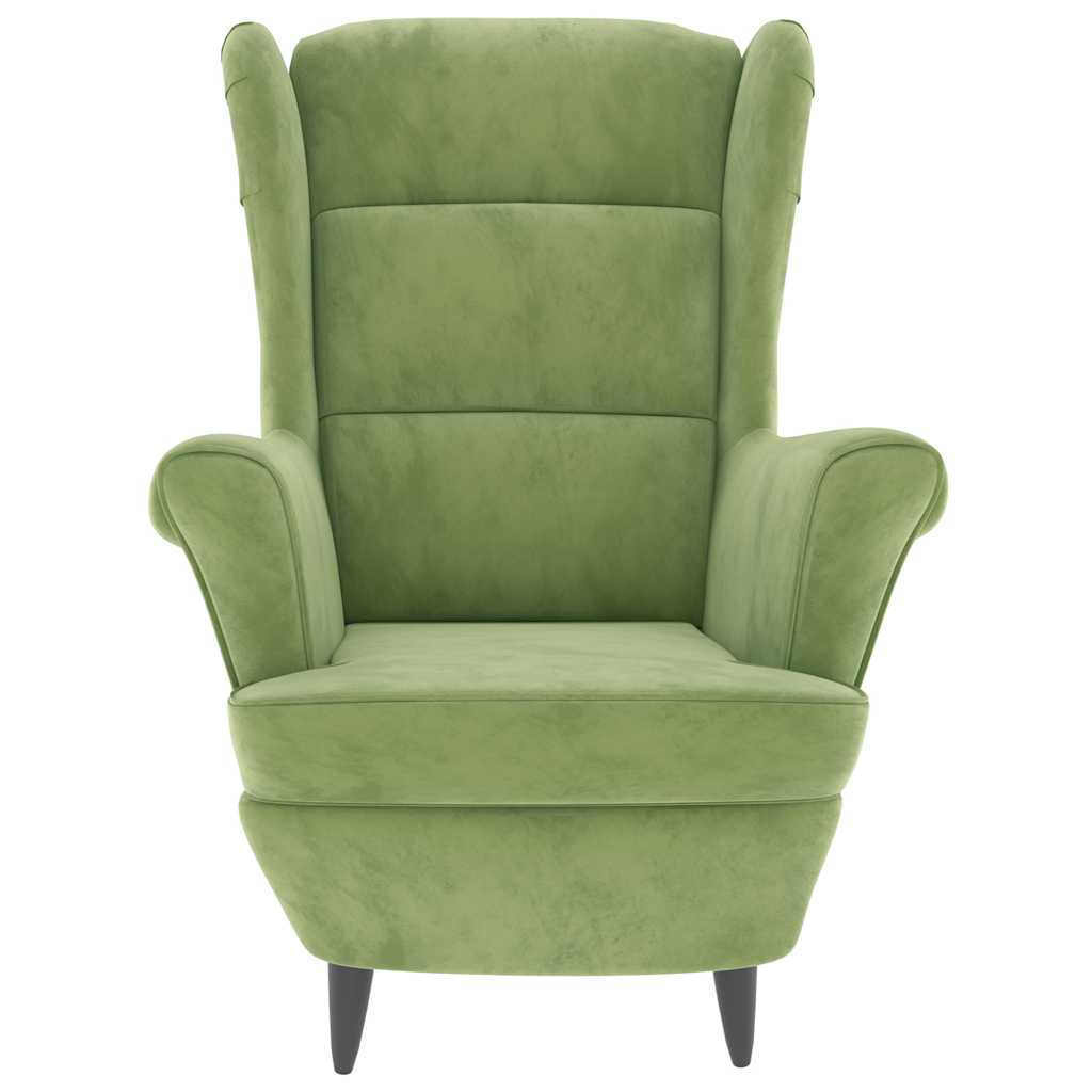Fauteuil met voetenbank fluweel lichtgroen
