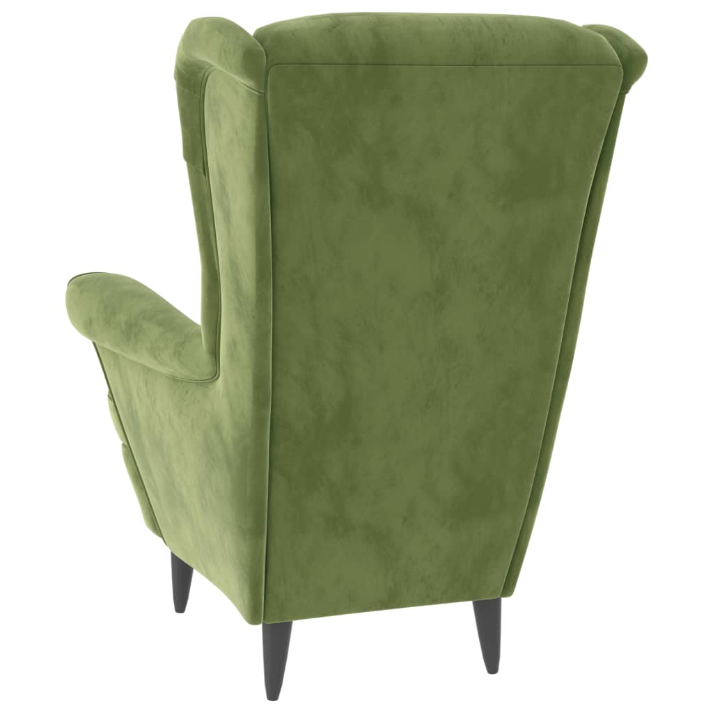 Fauteuil met voetenbank fluweel lichtgroen