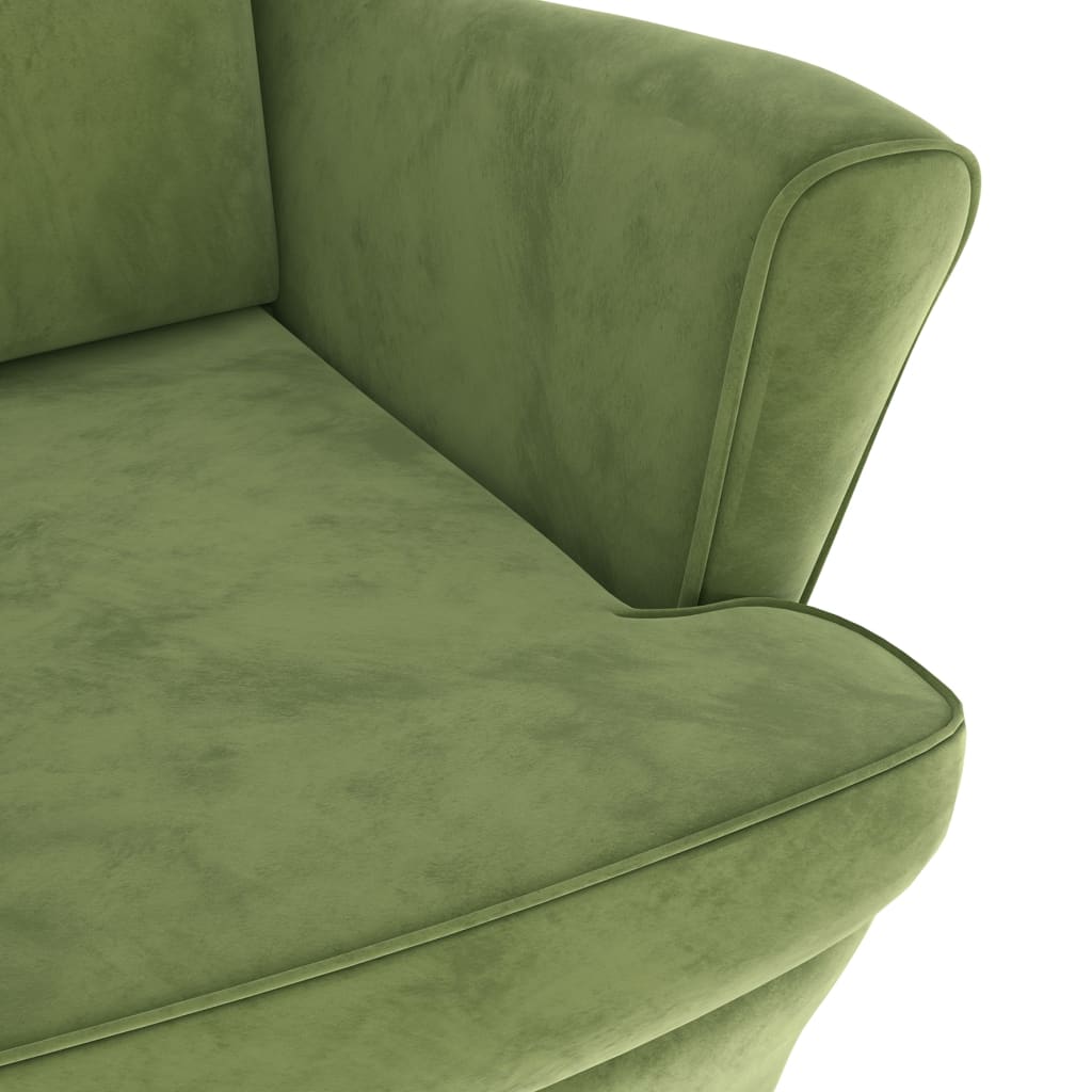 Fauteuil met voetenbank fluweel lichtgroen