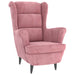 Fauteuil met voetenbank fluweel roze