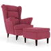 Fauteuil met voetenbank fluweel wijnrood