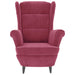 Fauteuil met voetenbank fluweel wijnrood